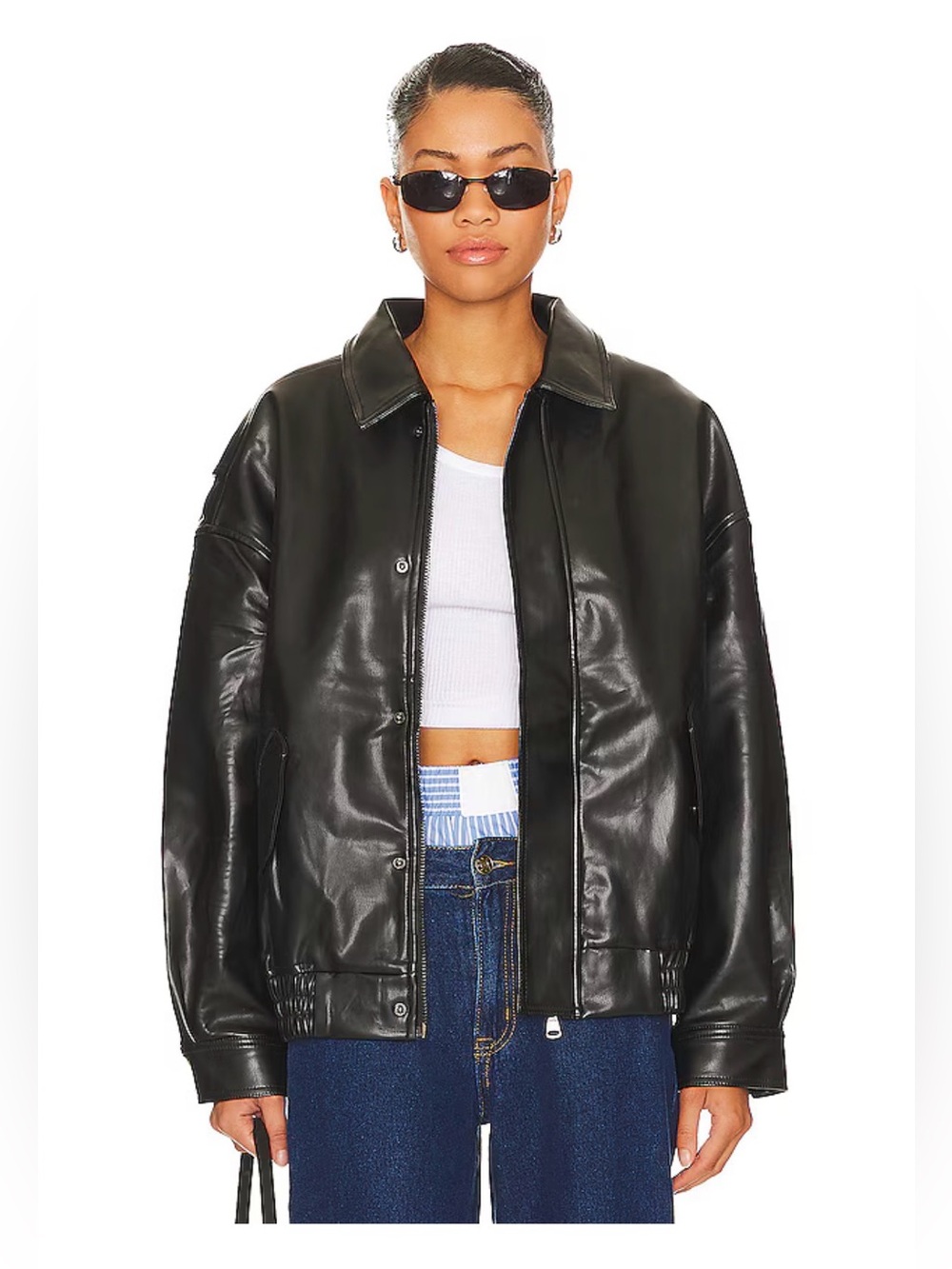 Lioness Kenny Vegan Leather Bomber Jacket L